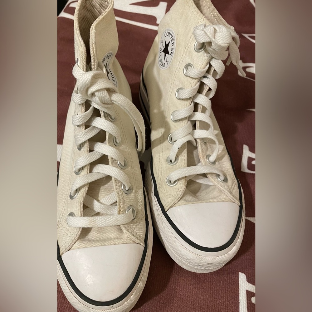 Converse High-Tops in Off-White with Black Trim
